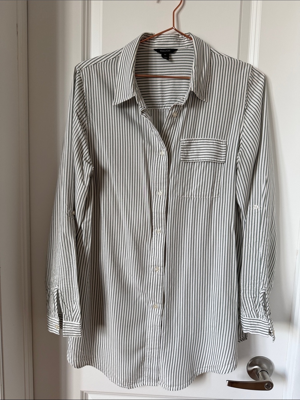 RW&CO. White Shirt with Gray Stripes